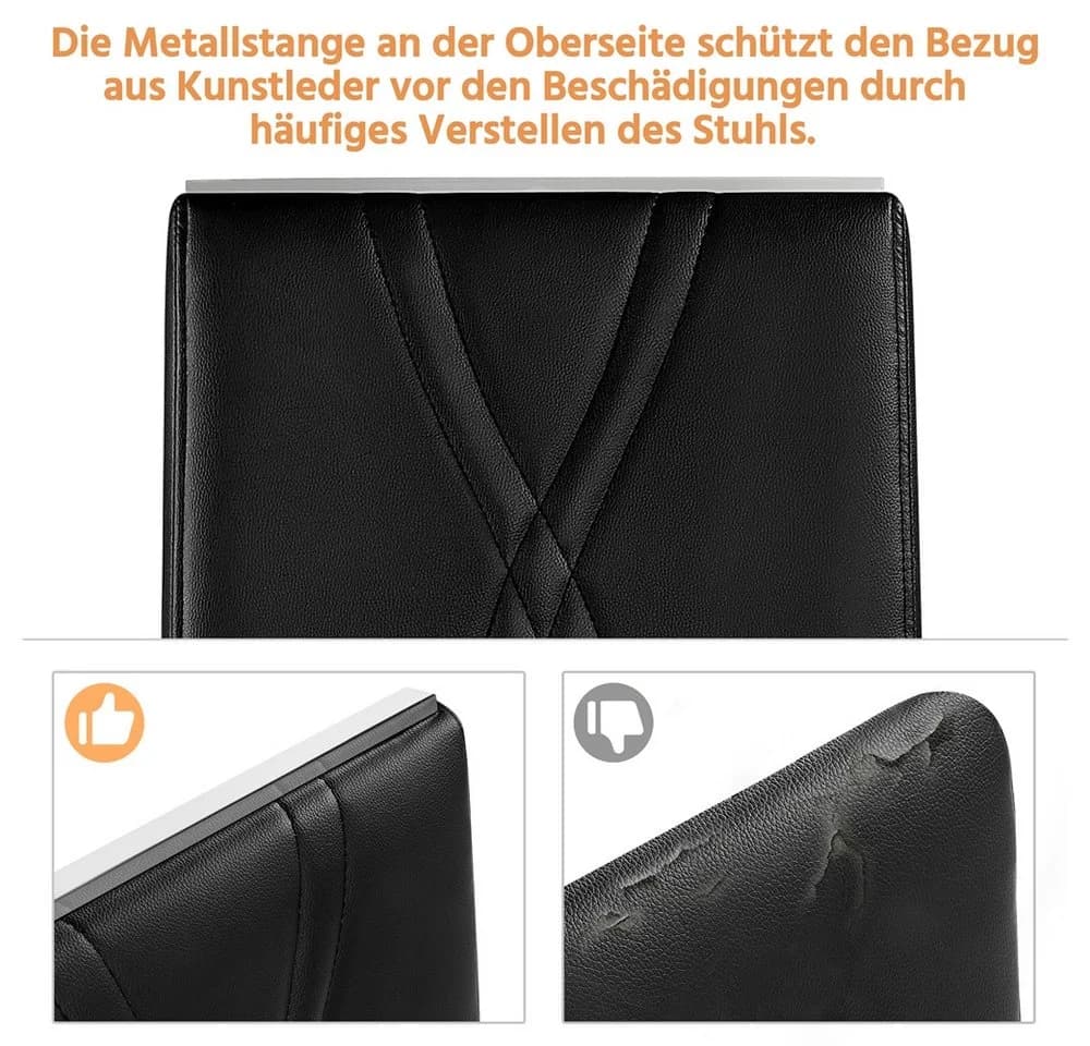 Yaheetech Esszimmerstuhl 2er Set Schwarz Metalluntergestell Polsterstuhl - Bild 5