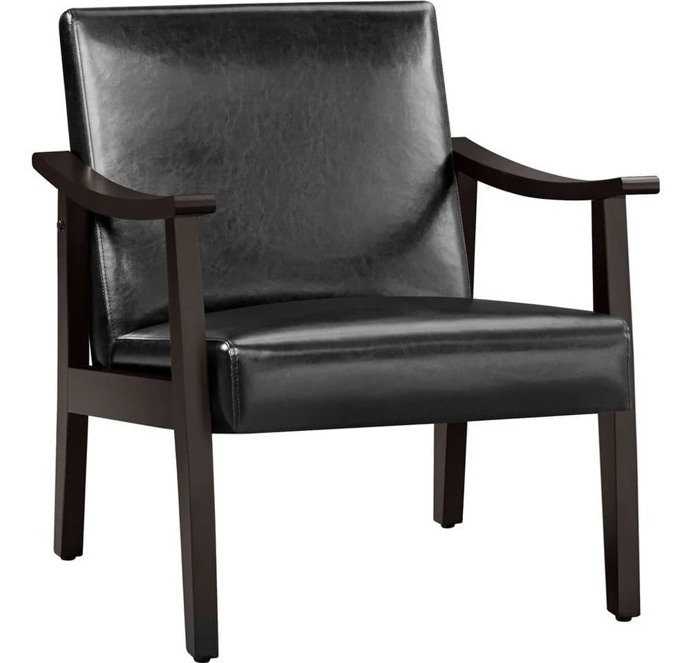 Yaheetech Relaxsessel Retro Loungesessel Schwarz Kunstleder - Bild 2
