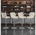 Yaheetech Barhocker Set 2-tlg. Beige höhenverstellbar mit Fußstütze Bild 1
