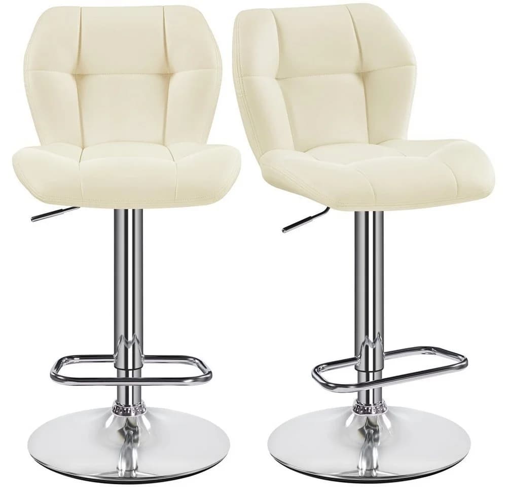 Yaheetech Barhocker Set 2-tlg. Beige höhenverstellbar mit Fußstütze - Bild 2