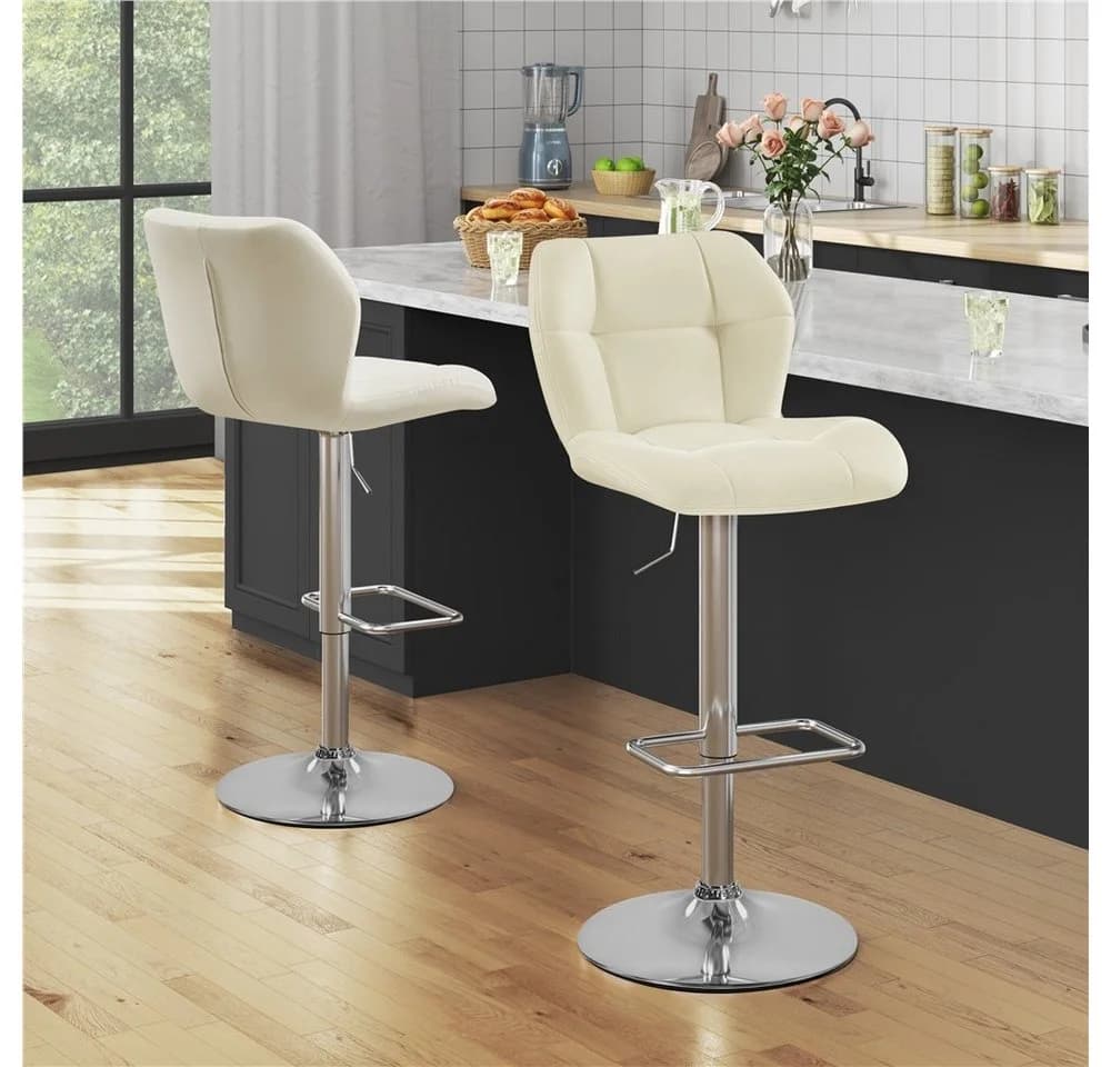 Yaheetech Barhocker Set 2-tlg. Beige höhenverstellbar mit Fußstütze - Bild 5