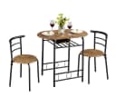 Yaheetech Esszimmer-Set 3-teilig Braun Landhausstil mit Ablagefach Bild 2