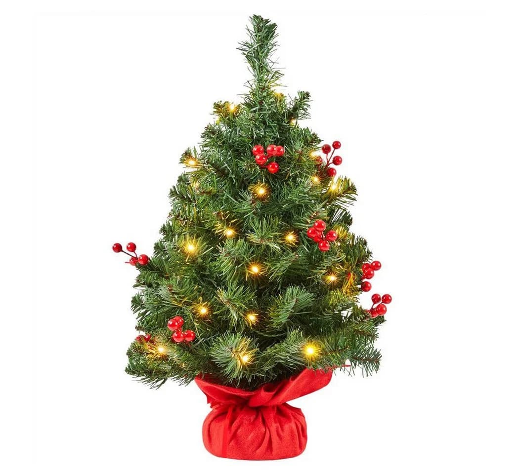 Yaheetech Künstlicher Weihnachtsbaum 60 cm mit LED-Beleuchtung & Roten Beeren - Bild 2