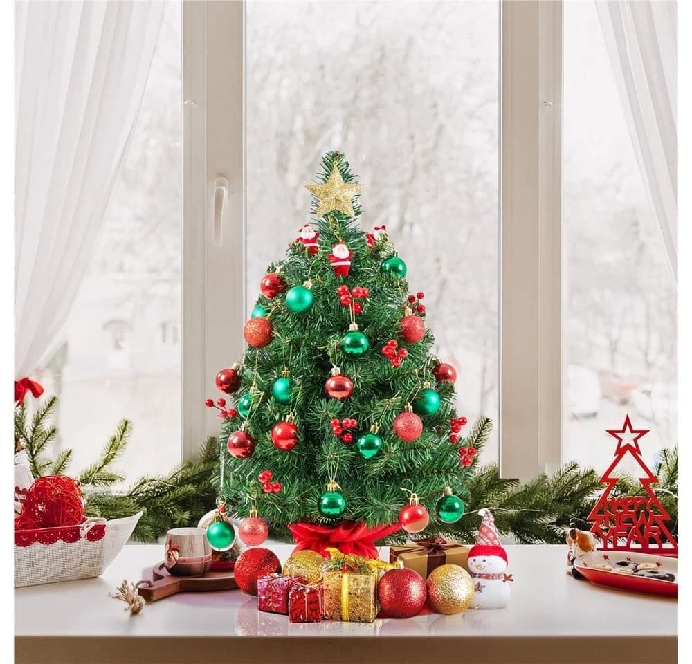Yaheetech Künstlicher Weihnachtsbaum 60 cm mit LED-Beleuchtung & Roten Beeren - Bild 3