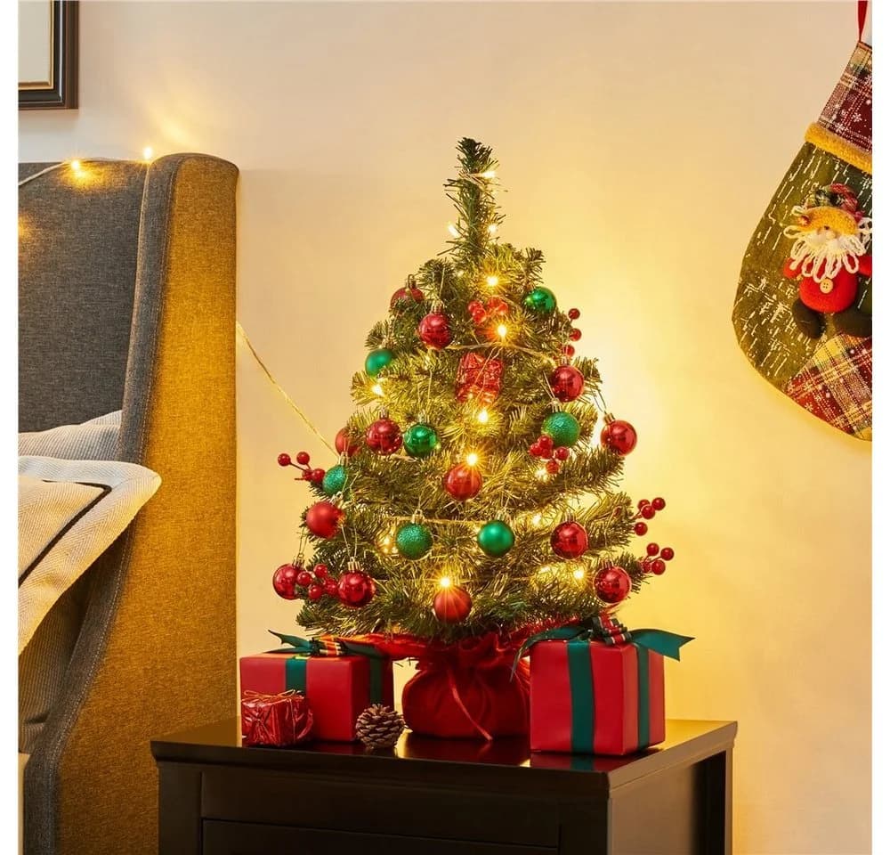 Yaheetech Künstlicher Weihnachtsbaum 60 cm mit LED-Beleuchtung & Roten Beeren - Bild 4