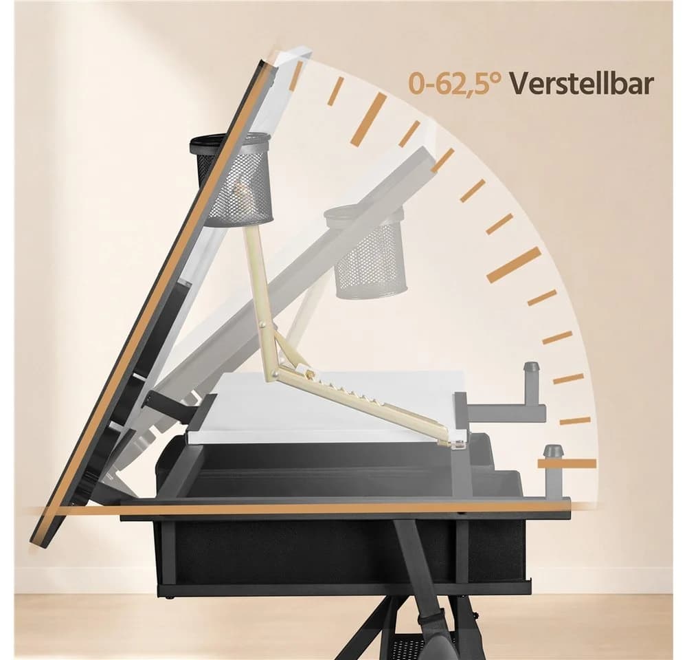 Yaheetech Zeichentisch mit Hocker, verstellbar, weiß - Bild 4