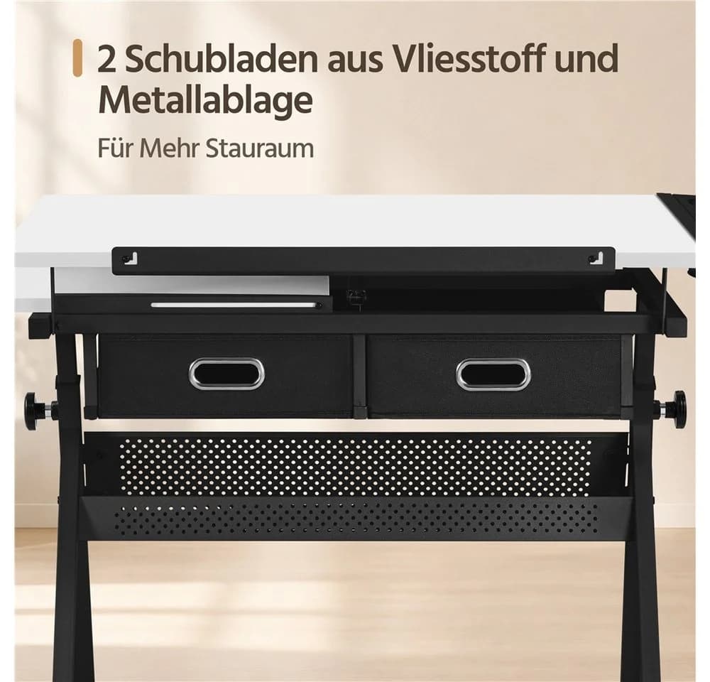 Yaheetech Zeichentisch mit Hocker, verstellbar, weiß - Bild 5
