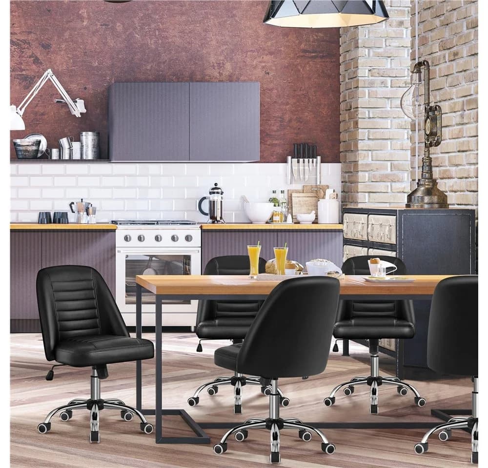 Yaheetech Bürostuhl Schwarz mit Wippfunktion und Kunstlederbezug - Bild 3
