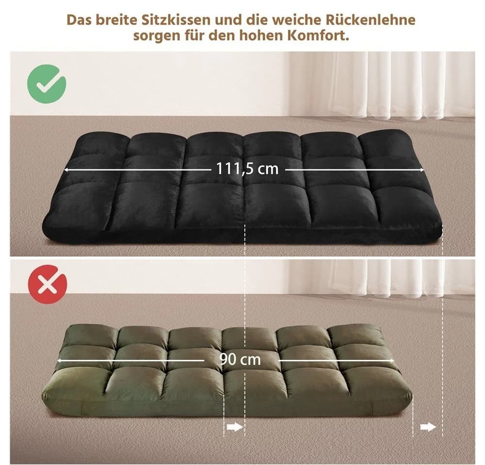 Yaheetech Relaxsessel Schwarz Verstellbar Faltbar Bodensessel - Bild 5