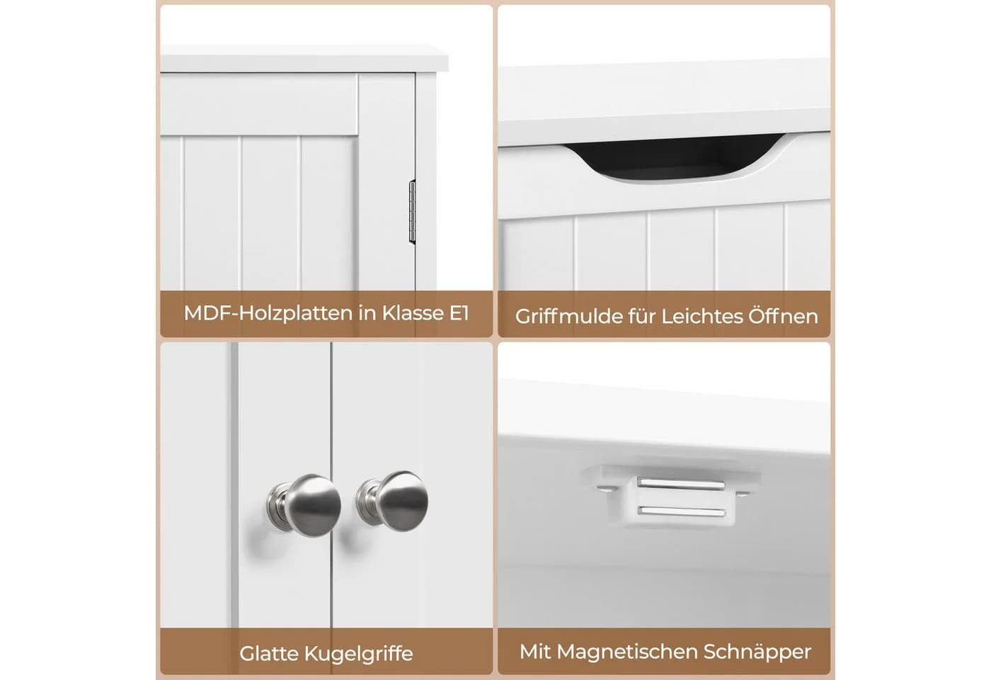 Yaheetech Badkommode Weiß mit 4 Schubladen und Schrankfach - Bild 5