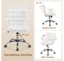 Yaheetech Bürostuhl Weiß Höhenverstellbar mit Armlehnen & Rollen Bild 5
