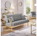 Yaheetech Sofa 1/2-Sitzer Polstersofa Loveseat Hellgrau Bild 1