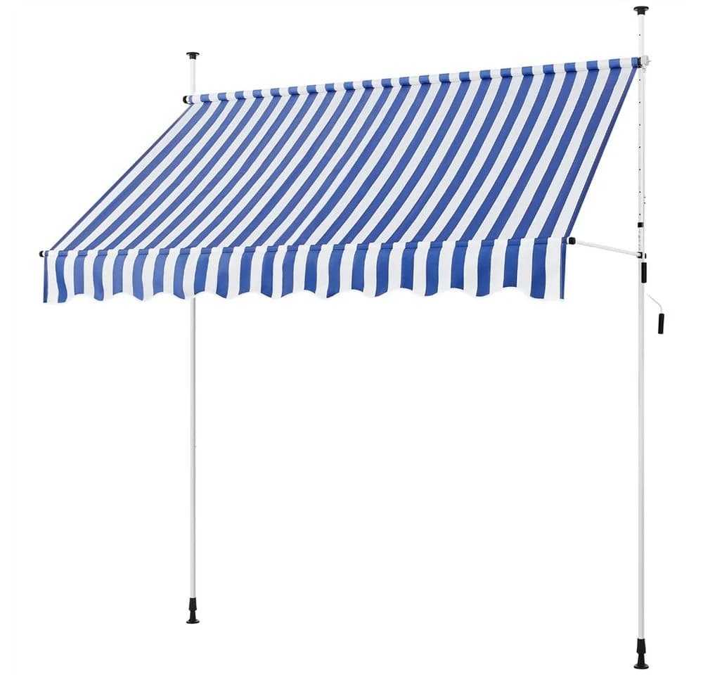 Yaheetech Klemmmarkise mit Handkurbel Blau/Weiß - Bild 2