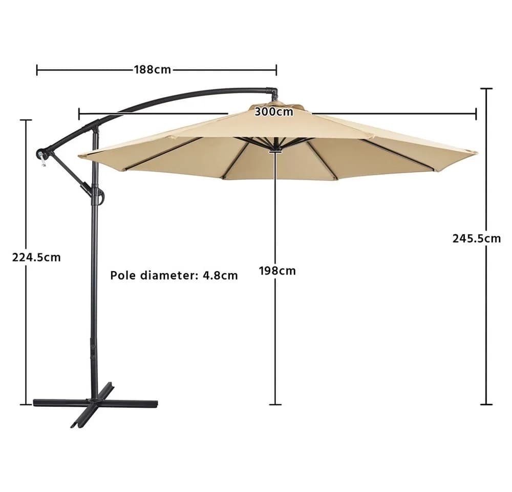 Yaheetech Ampelschirm 300 cm Achteckig Neigbar - Bild 4