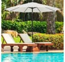 Yaheetech Sonnenschirm 294x294x252 cm Cremeweiß UV-Schutz Neigbar Bild 1