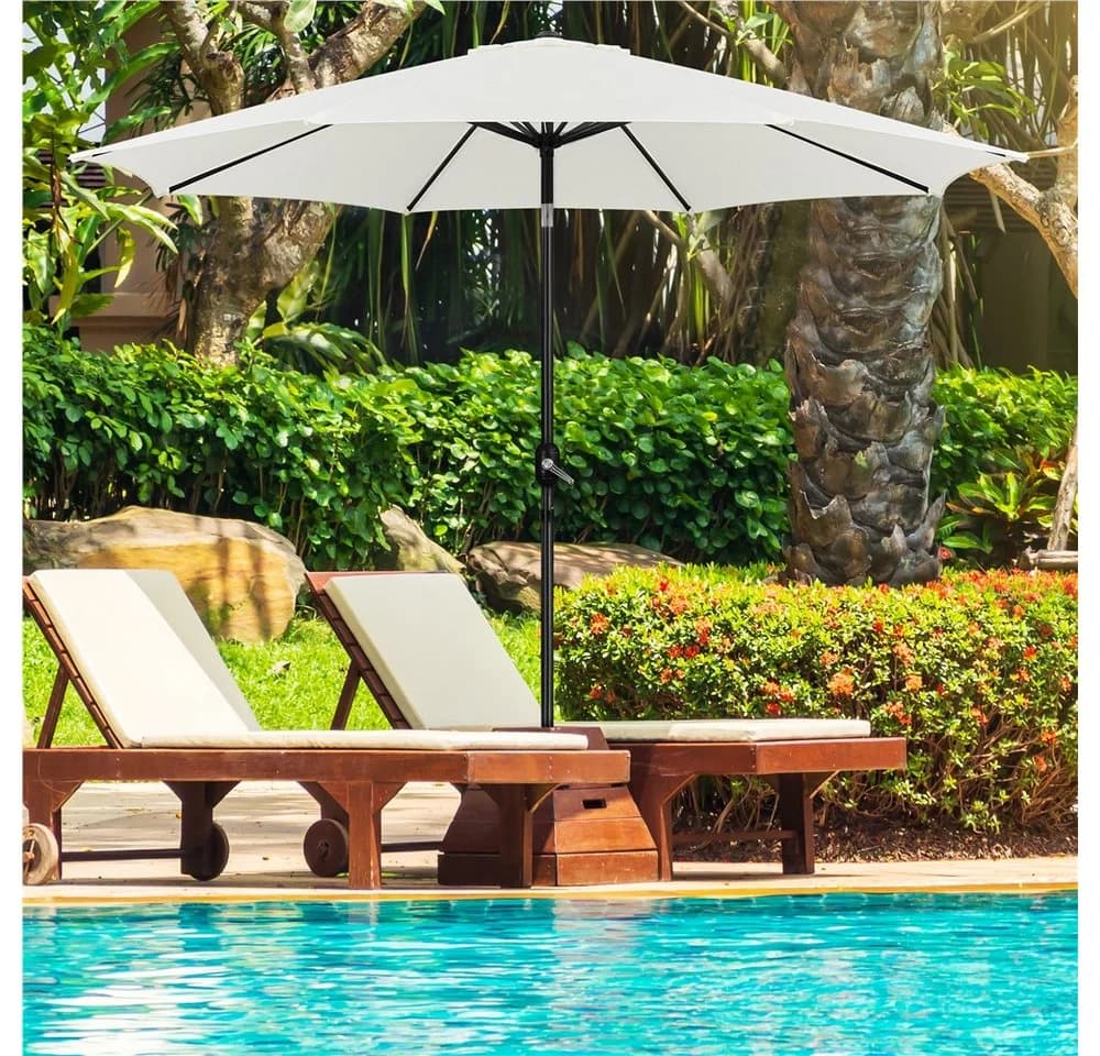 Yaheetech Sonnenschirm 294x294x252 cm Cremeweiß UV-Schutz Neigbar