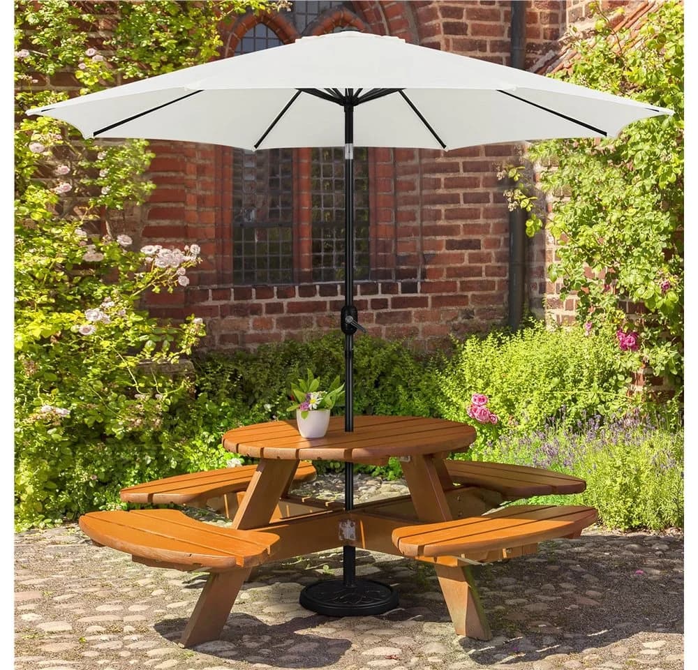 Yaheetech Sonnenschirm 294x294x252 cm Cremeweiß UV-Schutz Neigbar - Bild 3