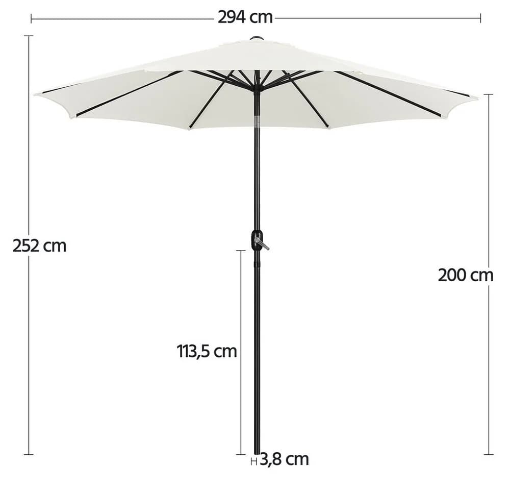 Yaheetech Sonnenschirm 294x294x252 cm Cremeweiß UV-Schutz Neigbar - Bild 4