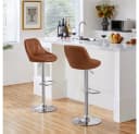 Yaheetech Barhocker Set 2-tlg. Verstellbar Kunstleder Braun Bild 1