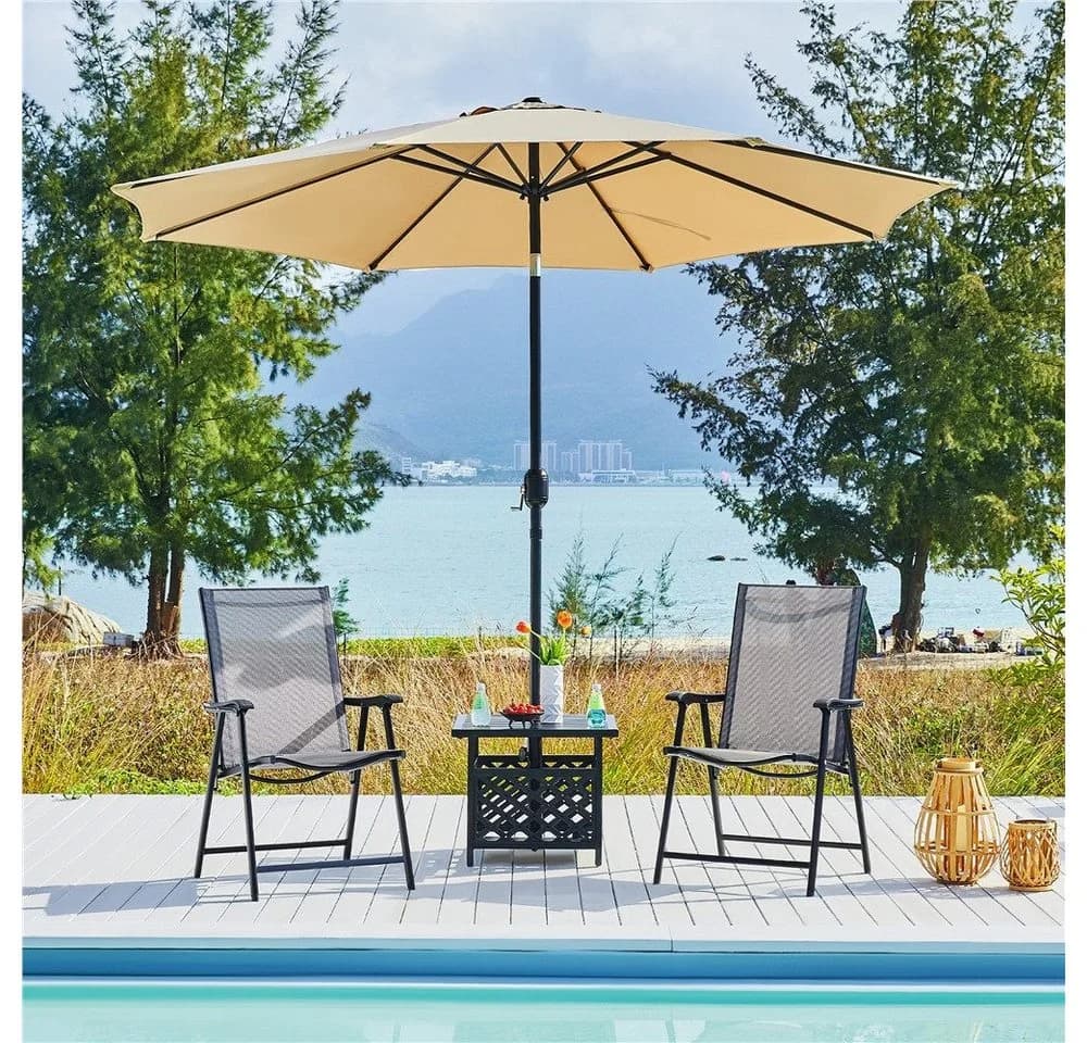 Yaheetech Klappstuhl 2er Set Gartenstühle mit Rückenlehne & Armlehnen bis 150 kg - Bild 3