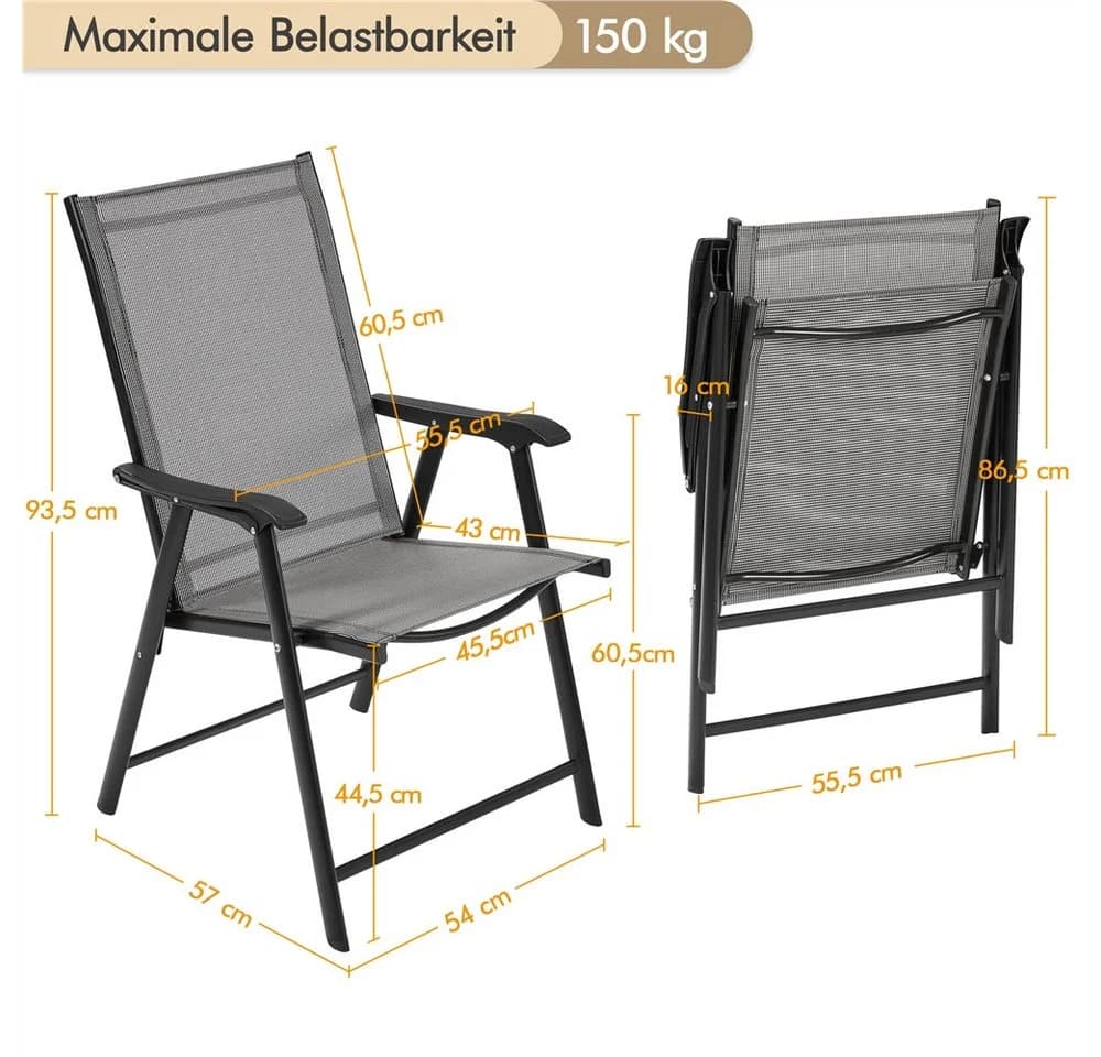 Yaheetech Klappstuhl 2er Set Gartenstühle mit Rückenlehne & Armlehnen bis 150 kg - Bild 4