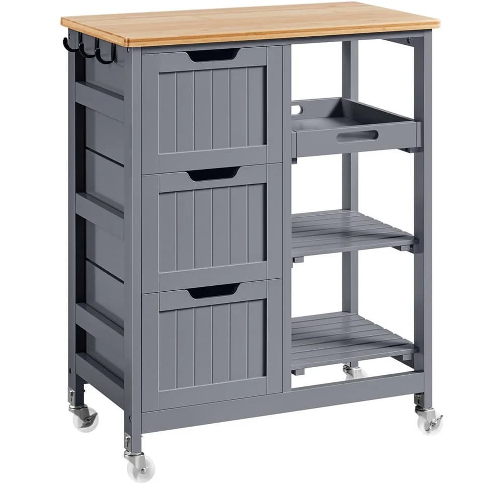 Yaheetech Küchenwagen Servierwagen mit 3 Schubladen Grau - Bild 2
