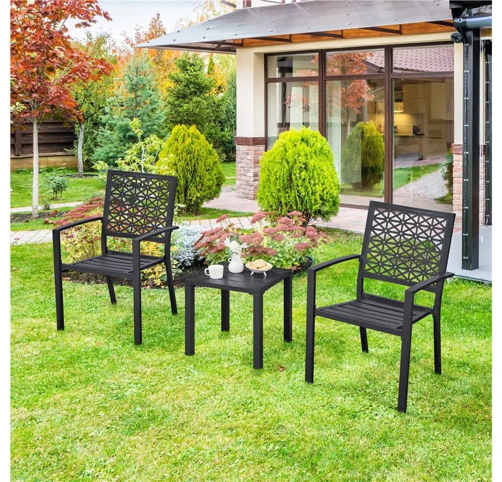 Yaheetech Gartentisch Beistelltisch Metall Quadratisch