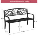 Yaheetech Gartenbank Metallbank Retro Schwarz Outdoor Bild 5