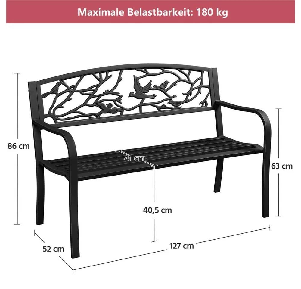 Yaheetech Gartenbank Metallbank Retro Schwarz Outdoor - Bild 5