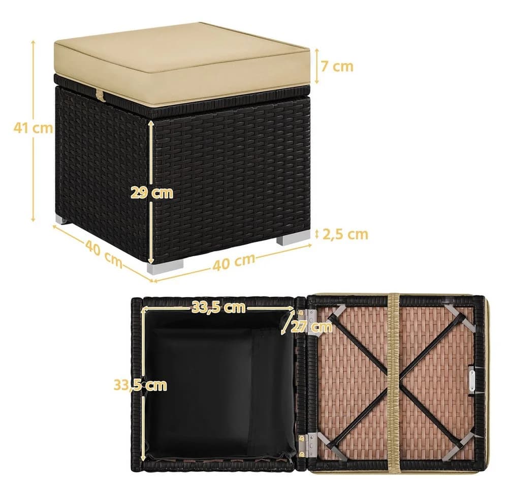 Yaheetech Rattan Hocker 2er Set Braun Stauraum - Bild 4