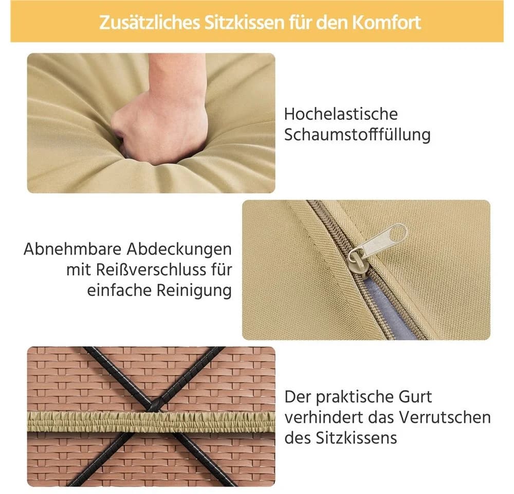 Yaheetech Rattan Hocker 2er Set Braun Stauraum - Bild 5