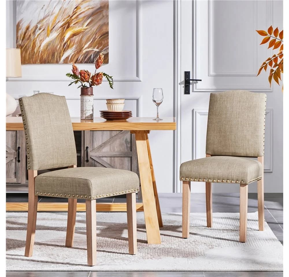 Yaheetech Esszimmerstuhl Set 2-tlg. Beige Modern Polsterstuhl