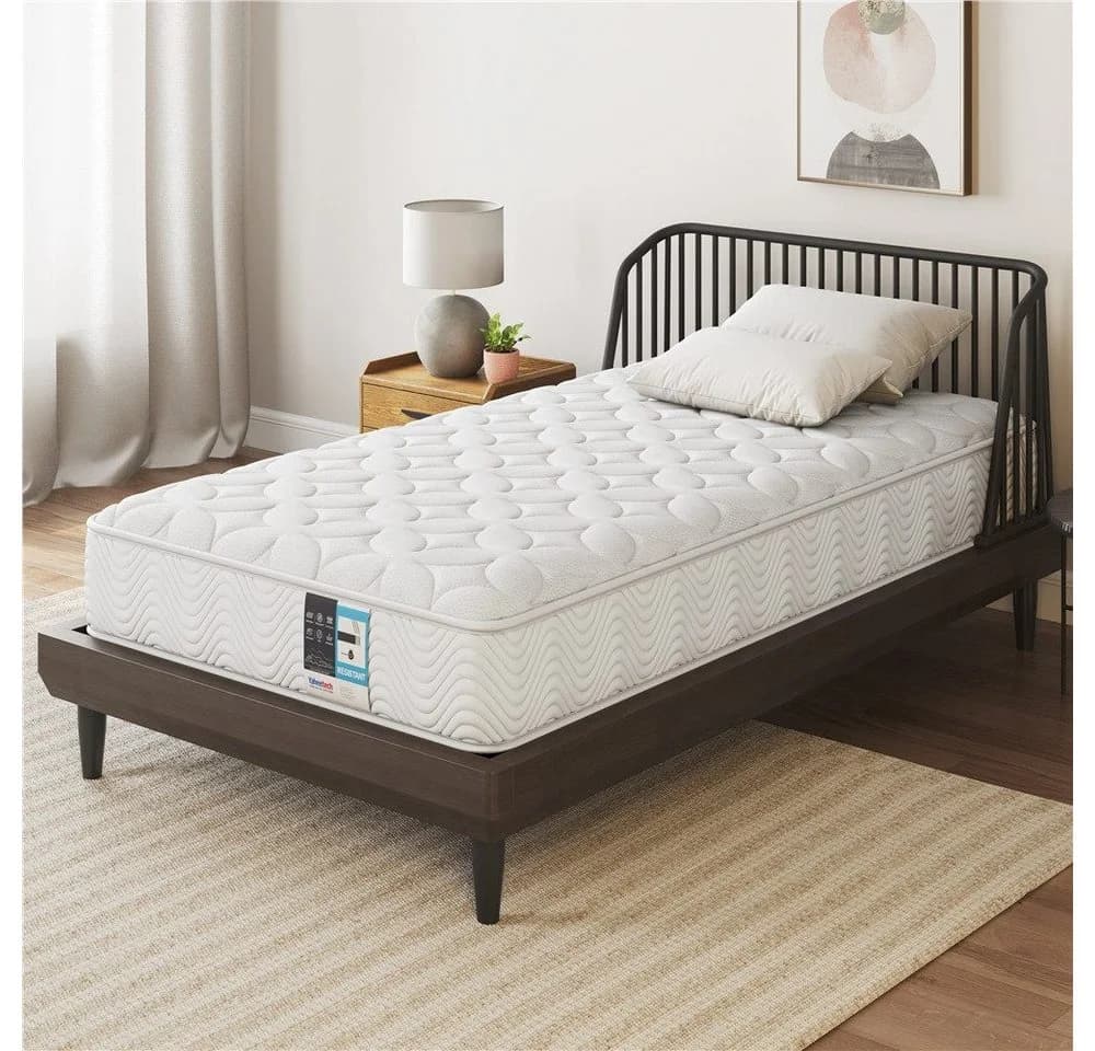 Yaheetech Federkernmatratze 90x200 cm Weiß 7-Zonen Taschenfederkern