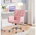 Yaheetech Bürostuhl mit Wippfunktion und Höhenverstellung - Rosa Kunstleder Bild 1