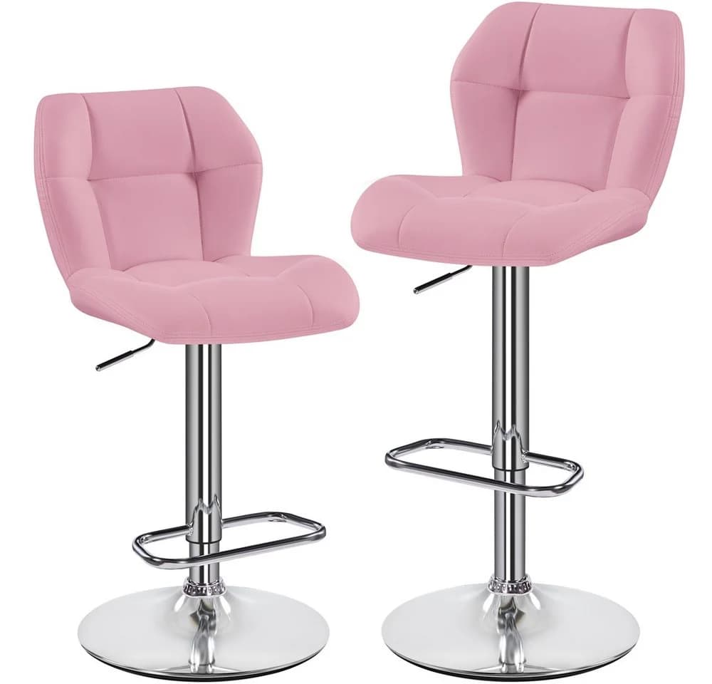Yaheetech Barhocker 2er Set Rosa Höhenverstellbar mit Fußstütze - Bild 2