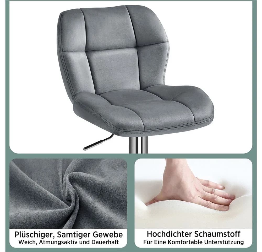 Yaheetech Barhocker Set Grau Höhenverstellbar mit Fußstütze - Bild 5