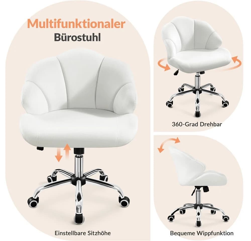 Yaheetech Bürostuhl Weiß höhenverstellbar mit Rollen - Bild 5