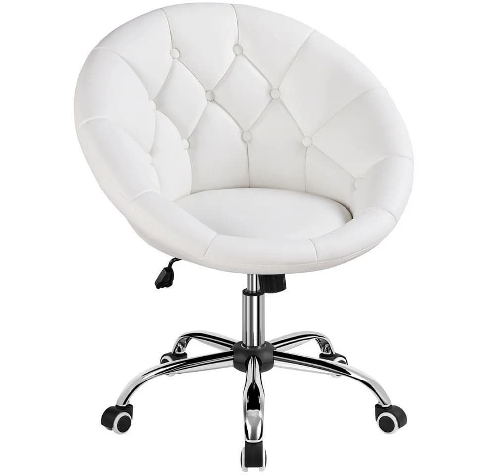 Yaheetech Ergonomischer Bürostuhl Weiß Höhenverstellbar mit Rollen - Bild 2