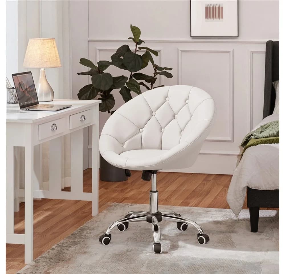 Yaheetech Ergonomischer Bürostuhl Weiß Höhenverstellbar mit Rollen - Bild 3