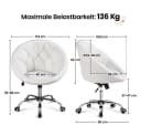 Yaheetech Ergonomischer Bürostuhl Weiß Höhenverstellbar mit Rollen Bild 4