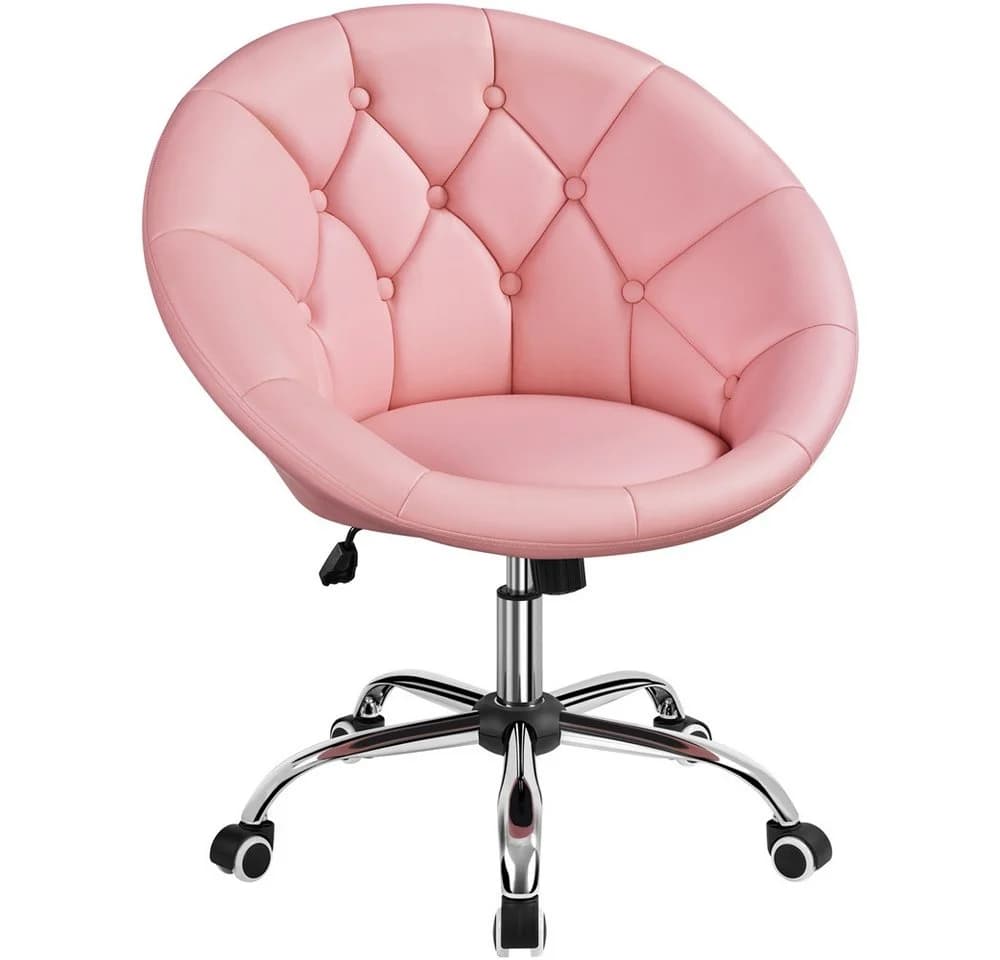 Yaheetech Ergonomischer Bürostuhl Pink Höhenverstellbar mit Rollen - Bild 2