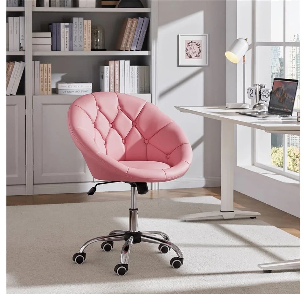 Yaheetech Ergonomischer Bürostuhl Pink Höhenverstellbar mit Rollen - Bild 3