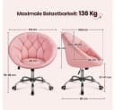Yaheetech Ergonomischer Bürostuhl Pink Höhenverstellbar mit Rollen Bild 4