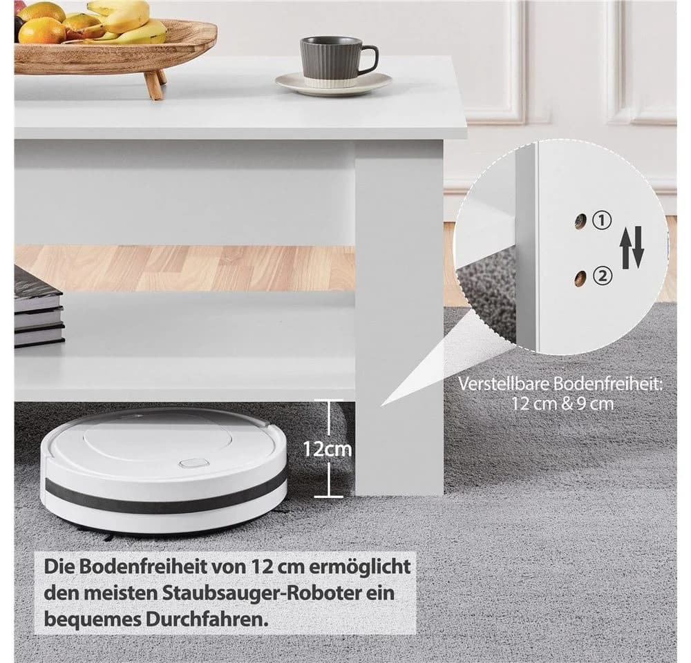 Yaheetech Couchtisch Höhenverstellbarer Kaffeetisch Weiß - Bild 5