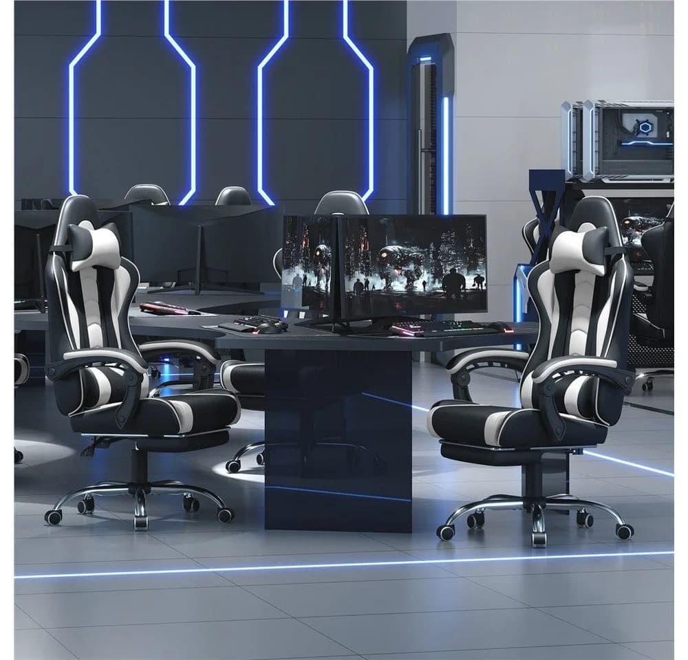 Yaheetech Gaming-Stuhl mit Massagefunktion, Kopfstütze & Fußstütze, Ergonomischer PC-Stuhl - Bild 3