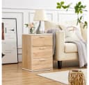 Yaheetech Nachttisch Beistelltisch 2er-Set Beige 3 Schubladen Bild 1