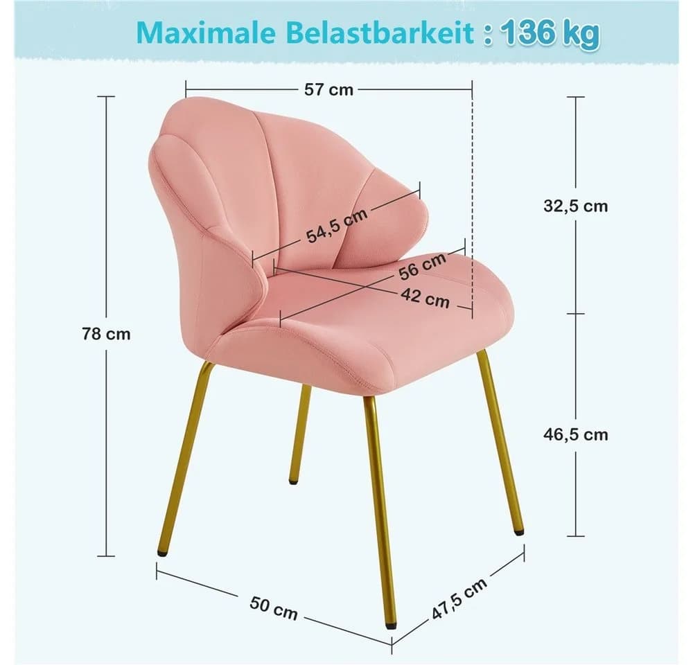 Yaheetech Esszimmerstuhl Loungesessel Muschelform Pink - Bild 4