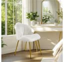 Yaheetech Esszimmerstuhl Loungesessel Muschelform Weiß Samt Bild 1