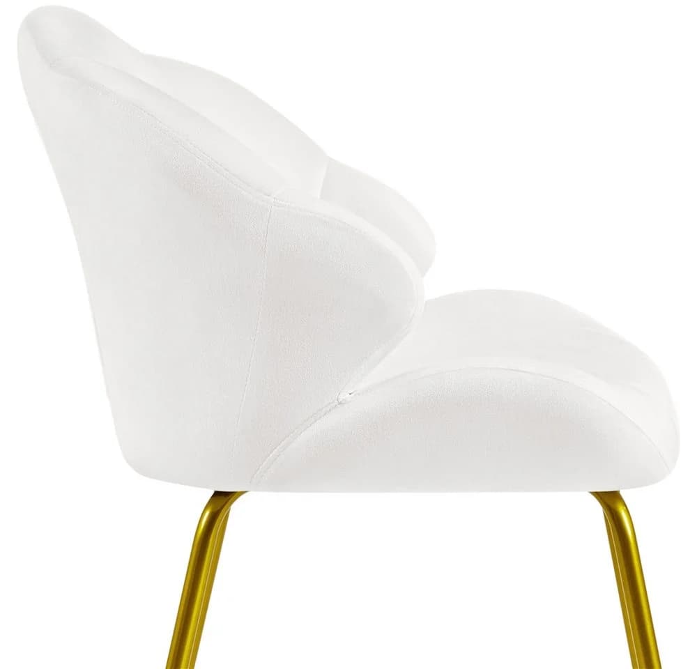 Yaheetech Esszimmerstuhl Loungesessel Muschelform Weiß Samt - Bild 5