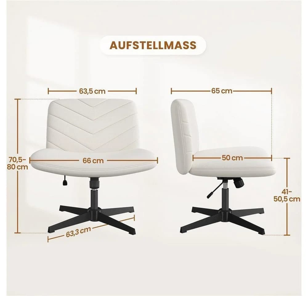 Yaheetech Drehstuhl Beige Polstersessel höhenverstellbar armlehnlos - Bild 4